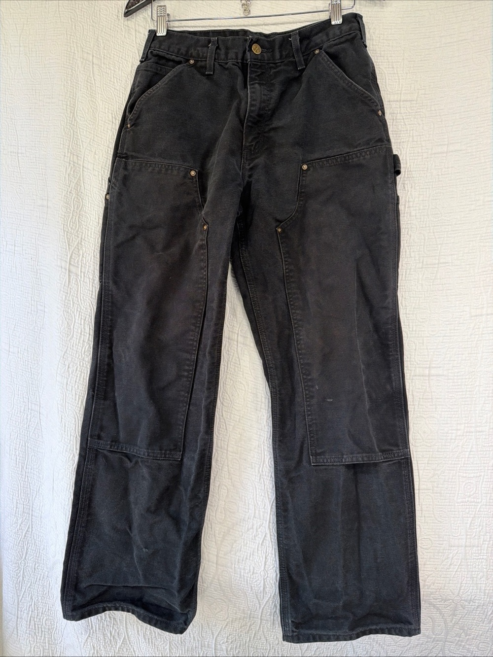 Vintage Carhartt Double Knee Work Pants Loose Fit Mens 30x30 Fits 28x29 Black